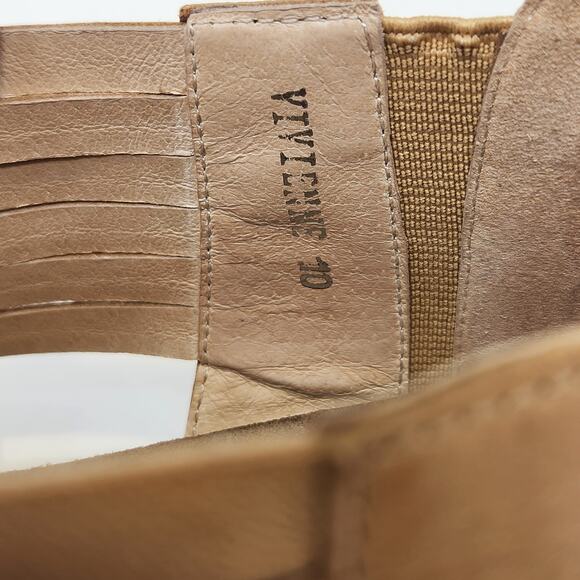 Chocolat Blu Vivienne Tan Woven Leather Ankle Sandal Cork Women Size 10 Slip On - Picture 5 of 8